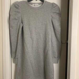 Rebecca Minkoff Janine-Puff Sleeve Sweatshirt Dress Grey Warm Cozy Size M Winter